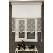 Vera Concept Store Çift Mekanizmalı Damaks Desenli Tül ve Stor Perde, 140 x 260 Cm, Kırık Beyaz İCL349-20
