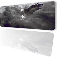 Vera Concept Store Sonictouch Kara Kartal Siyah Beyaz Yıldız Kaymaz Gaming Oyuncu Masaüstü Dikişsiz Siyah Klavye Mouse Pad 32X70CM