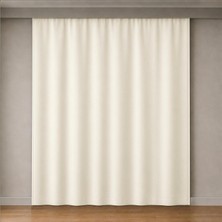 Vera Concept Store Blackout Karartma Fon Perde, Siparişe Özel Dikim | Gündüz Bile Karartır, Isı Yalıtımlı Tek Kanat | Düz Kornişe Hazır | Ekru, 100 cm Genişlik x 200 cm