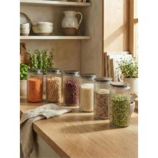 Vera Concept Store Metal Vakum Kapaklı Cam Saklama Kabı, Şeffaf, 2000 Ml, 6'li Set