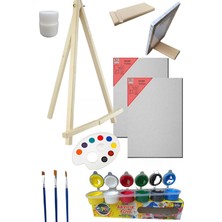 Vera Concept Store Masaüstü Şövaleli Resim Boya Başlangıç Seti, 2 Tuval, 6lı Boya, Palet, Vernik. (Şövalye)
