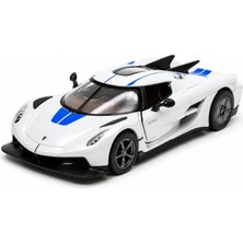 Vera Concept Store Kinsmart 1:36 Koenigsegg Jesko Absolut Livery Çek Bırak Metal Model Araba, Açılabilir Kapılı Koleksiyonluk Spor Araç KT5473DF, Beyaz