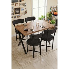 Vera Concept Store Teddy 110X70 cm Masa Takımı 4 Sandalyeli Modern Mutfak Balkon Kafe Yemek Masası Seti Atlantik Çam - Antrasit 9881