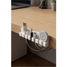 Vera Concept Store 7 Kablolu Yapışkanlı Kablo Şarj Yazıcı Pc Kablosu Tutucu Çalışma Masası Kablo Düzenleyici Organizatör (Beyaz)