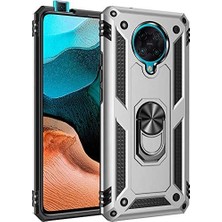 Vera Concept Store Xiaomi Poco F2 Pro ile Uyumlu Kılıf Silikon Yüzük Standlı Araç Tutucu Için Mıknatıslı Darbe Karşı Dayanıklı Koruma Tank Ince Kap Vega Gri