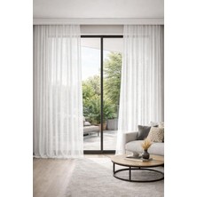 Vera Concept Store Keten Görünümlü Tül Perde, Ütü Istemez, Kurşunlu, Ekstraforlu, Tek Kanat, Rustik ve Modern Dekorasyona Uygun (Ekru, 600 x 250 Cm)