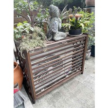 Vera Concept Store Klima Için Ahşap Kapak ve Kafes Perde, Çit Için Su Geçirmez Koruyucu Çerçeve, Dış Klima Ünitesi ve Bitki Tutucusu Için, Kahverengi, 110 x 50 x 105 cm