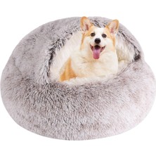 Vera Concept Store Yuvarlak Kapüşonlu Kedi Yatağı ve Köpek Yatağı, Kapaklı Mağaralı, Küçük Köpekler Için Köpek Yatağı, Suni Kürk Sarıcı Yuvarlak Kabuklu Kedi Yatağı Kend