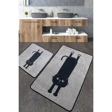 Vera Concept Store Comfort Gri Banyo Halısı Djt 2li Set Banyo Halısı Paspas Yıkanabilir Kaymaz