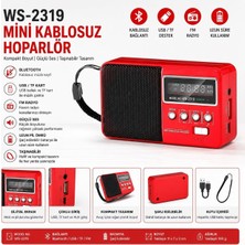 Vera Concept Store WS-2319 Mini Bluetooth Hoparlör, Fm Radyo, Usb/tf Kart, Şarjlı Taşınabilir, Kırmızı