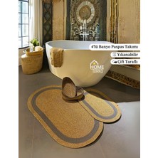 Vera Concept Store 4'lü Jüt Banyo Paspas Takımı ve Sepet - Kaymaz Taban, Süper Emici, Makinede Yıkanabilir, Doğal Hasır Görünümlü Dekoratif Banyo Paspası (50X80 cm & 40X