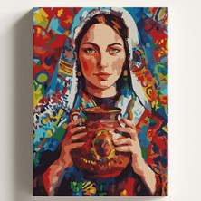 Vera Concept Store Sayılarla Boyama Tuval Hobi Seti Anadolu Kızı Temalı Fırça ve Boya Dahil Set (Çıtalı) 50X70 cm Kendin Yap Sayılarla Tuval Boya Kiti (Kasnaklı)