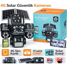 Vera Concept Store RX-204GS 4g Simli Solar Güvenlik Kamerası, 4 Lens, 12MP, Ptz, Çift Panel, 16000MAH, Sireli, Siyah