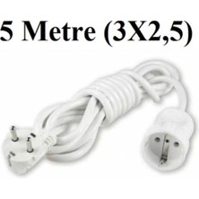 Vera Concept Store Viko Topraklı Uzatma Seyyar Kablosu Tekli Priz 5 Metre 3x2,5 mm Seyyar Uzatma Kablosu,gri