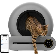 Vera Concept Store MSP01 Akıllı Otomatik Kedi Tuvaleti, Gri, 65LT Hazne, 9lt Çöp Haznesi, Iyonizer Kötü Koku Giderici, Ağırlık Sensörlü, Uzaktan Kontrol + 45 Adet Çöp To