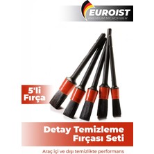 Vera Concept Store Araba Detay Fırça Seti 5'li Araç Temizlik Fırçaları Farklı Boyutlar, Premium Seri 5'li Oto Fırçası