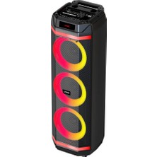 Vera Concept Store GD-2889 Dijital LED Göstergeli Mikrofonlu Rgb Üçlü 8 Inç Stereo Bass Kablosuz Karaoke Hoparlör Siyah