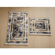 Vera Concept Store Aksu Brillant 2'li Banyo Paspas Seti Kaydırmaz Tabanlı Püsküllü Banyo Halısı 60X100CM & 50X60CM (A2-1)