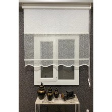 Vera Concept Store Çift Mekanizmalı Dal Desenli Tül ve Stor Perde, 205 x 200 Cm, Kırık Beyaz, Alüminyum Kasa İCL213-40