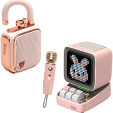 Vera Concept Store Ditoo-5m Karaoke Mikrofonlu Bluetooth Hoparlör ve Ses Kayıt Özellikli Lovelock Hediye Seti, Pembe