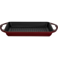 Vera Concept Store Döküm Dikdörtgen Izgara Tavası Döküm Demir Yekpare Çift Kulplu 26X32 cm Bordo
