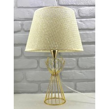 Vera Concept Store Gold Kaplama Sude Model Kristal Taşlı Hazeran Hasır Kahverengi/krem Şapkalı Abajur Masa Lambası 365SS2120 (Hazeran Krem Rengi)