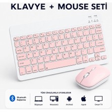 Vera Concept Store Kablosuz Klavye ve Mouse Set Type-C Şarjlı Bluetooth 2.4g Bağlantlılı Pembe