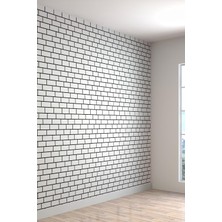 Vera Concept Store Beyaz Kültür Tuğlası Doğal Taş Duvar Görünümlü Kumaş Duvar Kağıdı En x Boy, 100 x 100