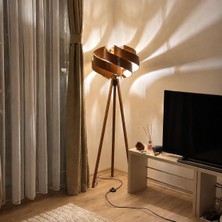 Vera Concept Store Bohem Modern Sarmal Lambader, Ahşap Görünümlü Dekoratif Ayaklı Lamba, Salon Oturma Odası Yatak Odası Için Şık Aydınlatma (Ceviz)