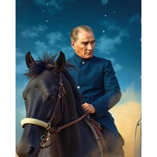 Vera Concept Store Sayılarla Boyama Numaralı Tuval Seti Fırça Boya Dahil 40X50CM - Atatürk At Üstünde