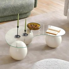 Vera Concept Store Top Sehpa & Küre Cam Orta Sehpa Beyaz