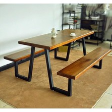 Vera Concept Store Metal Oturma Bankı Ahşaplı Bahçe Balkon Bank Masa Takımı