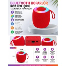 Vera Concept Store D10 Rgb LED Işıklı Bluetooth Hoparlör, 5W, Hafıza Kartı ve USB Girişli, Fm Radyolu, Şarjlı Taşınabilir, Kırmızı