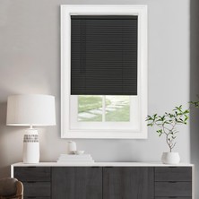 Vera Concept Store Akülü Işık Filtreleme Mini Stor Perde - 92 cm Genişlik, 100 cm Uzunluk, 2,54 cm Çıta Boyutu - Siyah - Akülü Gıı Morningstar Yatay Pencere Panjurları A