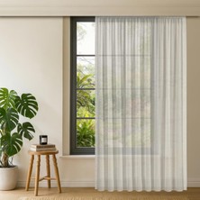 Vera Concept Store Fabric Design Lüks Ipeksi Dokulu Bambu Kırışmaz Ütü Gerektirmez Krem 325X200 Pilesiz (1 x 1) Yüksek Kaliteli Tül Perde