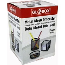 Vera Concept Store Metal Ofis Seti, 3'lü Masaüstü Organizer, Beyaz