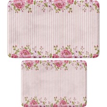 Vera Concept Store Sevimli Tasarımlı Mikrofiber 2'li Takım Banyo Paspası, Kaymaz Taban, Makinede Yıkanabilir (40X60_50X80)