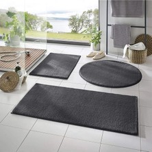 Vera Concept Store Vl Yıkanabilir Kaymaz Taban Post Peluş Banyo Paspası Üçlü Takım Antrasit 60 x 40