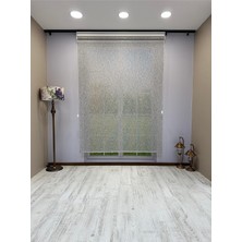 Vera Concept Store Çift Mekanizmalı Gri Çizgili Desenli Tül ve Beyaz Stor Perde - Ithal Mat Polyester 60 x 200