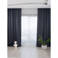 Vera Concept Store Lacivert Pilesiz Büzgülü Ekstraforlu Işık Geçirmez Blackout Fon Perde, 250 x 250 cm Blackoutlcv4