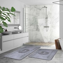 Vera Concept Store Flamingo Desen 2li Banyo Paspas Takımı (Füme, 50X80)