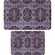 Vera Concept Store Sevimli Tasarımlı Mikrofiber 2'li Takım Banyo Paspası, Kaymaz Taban, Makinede Yıkanabilir (40X60_50X80)