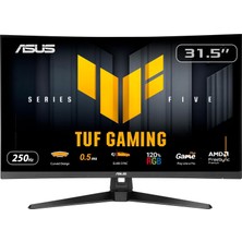 Vera Concept Store Tuf Gamıng VG32VQM5B 31.5 Fast Va Kavisli Freesync ve Gsync Uyumlu Hdr 1920X1080 0.5ms 250Hz 300CD Dp HDMI Hoparlör Vesa 3yıl 120% Srgb Flıcker-Free,ç