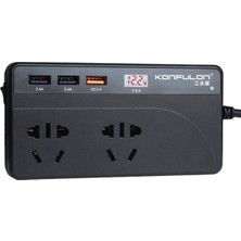 Vera Concept Store Bossandmuse 12-24 Volt Çakmaklıktan 220 Volta Yükselten Invertör Şarj Cihazı 200 Watt BSN6-45T3 Siyah