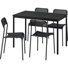 Vera Concept Store Siyah Modern Yemek Masası Takımı, 4 Sandalyeli Mutfak Masası Seti