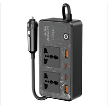 Vera Concept Store LT01 200W Ac 220V Çıkışlı Pd Destekli 4 Portlu Araç Içi Güç Dönüştürücü - Siyah