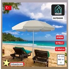 Vera Concept Store Outdoor 2 Metre Krem Şemsiye, 10 Telli, Polyester Kumaş, Plaj Balkon Deniz