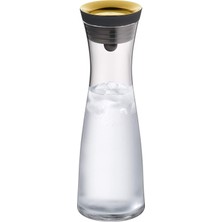 Vera Concept Store Basic Cam Su Sürahisi, 1 L, Kapaklı, Silikon Kapaklı, Akıllı Kapak Teknolojisi, Altın Renk Kapak