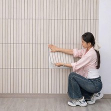 Vera Concept Store Kendinden Yapışkanlı Ahşap Duvar Çıtası Desenli Duvar Paneli 30X60CM (1, Açık Kahve)
