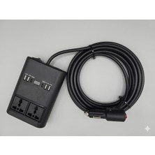 Vera Concept Store Araç Inverter 150W,ÇAKMAK Uzatma Kablosu Çakmaklık,4 Usb,2 Type-C Çıkışlı 12V/16 A /120W 2 X1,5mm Ttr Bakır 5MT-GG25